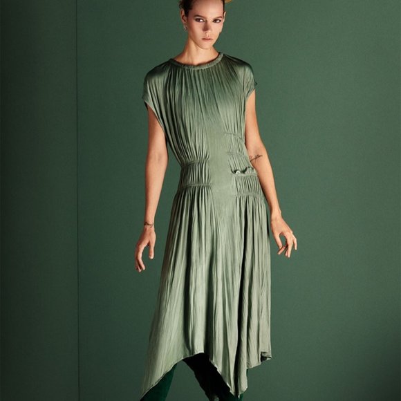 Zara Dresses & Skirts - Zara Green Metallic Dress (NWT) Size L